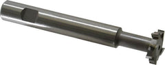 Made in USA - 1" Cut Diam, 1/4" Cut Width, 7/16" Neck Diam, 5/8" Shank Diam, 4-5/16" OAL, M42 Cobalt T-Slot Cutter - Uncoated, Staggered Teeth, 8 Teeth, Weldon Flat - Exact Tooling