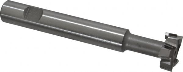 Made in USA - 1" Cut Diam, 3/8" Cut Width, 7/16" Neck Diam, 5/8" Shank Diam, 4-5/16" OAL, M42 Cobalt T-Slot Cutter - Uncoated, Staggered Teeth, 8 Teeth, Weldon Flat - Exact Tooling