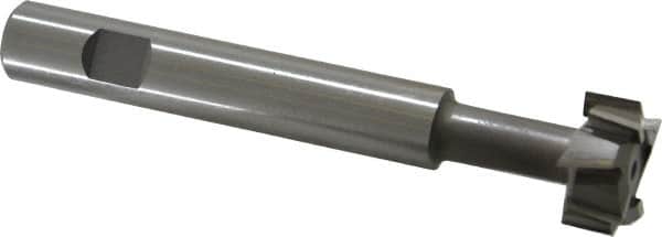 Made in USA - 1" Cut Diam, 1/2" Cut Width, 7/16" Neck Diam, 5/8" Shank Diam, 4-5/16" OAL, M42 Cobalt T-Slot Cutter - Uncoated, Staggered Teeth, 8 Teeth, Weldon Flat - Exact Tooling
