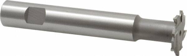 Made in USA - 1-1/4" Cut Diam, 1/8" Cut Width, 19/32" Neck Diam, 3/4" Shank Diam, 5-1/8" OAL, M42 Cobalt T-Slot Cutter - Uncoated, Staggered Teeth, 8 Teeth, Weldon Flat - Exact Tooling