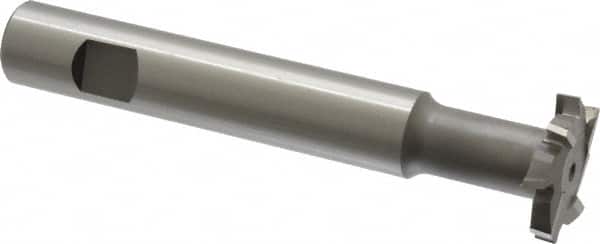 Made in USA - 1-1/4" Cut Diam, 1/4" Cut Width, 19/32" Neck Diam, 3/4" Shank Diam, 5-1/8" OAL, M42 Cobalt T-Slot Cutter - Uncoated, Staggered Teeth, 8 Teeth, Weldon Flat - Exact Tooling
