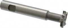 Made in USA - 1-1/4" Cut Diam, 1/4" Cut Width, 19/32" Neck Diam, 3/4" Shank Diam, 5-1/8" OAL, M42 Cobalt T-Slot Cutter - Uncoated, Staggered Teeth, 8 Teeth, Weldon Flat - Exact Tooling