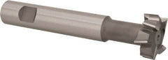 Made in USA - 1-1/4" Cut Diam, 1/2" Cut Width, 19/32" Neck Diam, 3/4" Shank Diam, 5-1/8" OAL, M42 Cobalt T-Slot Cutter - Uncoated, Staggered Teeth, 8 Teeth, Weldon Flat - Exact Tooling