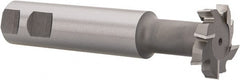 Made in USA - 1-1/2" Cut Diam, 3/8" Cut Width, 23/32" Neck Diam, 1" Shank Diam, 5-5/16" OAL, M42 Cobalt T-Slot Cutter - Uncoated, Staggered Teeth, 8 Teeth, Weldon Flat - Exact Tooling
