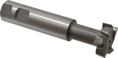 Made in USA - 1-1/2" Cut Diam, 1/2" Cut Width, 23/32" Neck Diam, 1" Shank Diam, 5-5/16" OAL, M42 Cobalt T-Slot Cutter - Uncoated, Staggered Teeth, 8 Teeth, Weldon Flat - Exact Tooling