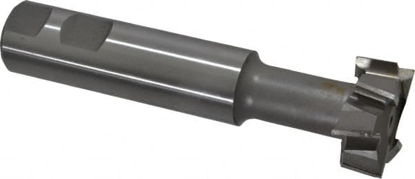 Made in USA - 1-1/2" Cut Diam, 5/8" Cut Width, 23/32" Neck Diam, 1" Shank Diam, 5-5/16" OAL, M42 Cobalt T-Slot Cutter - Uncoated, Staggered Teeth, 8 Teeth, Weldon Flat - Exact Tooling