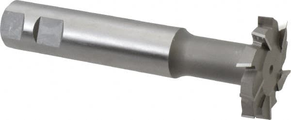 Made in USA - 2" Cut Diam, 3/8" Cut Width, 51/64" Neck Diam, 1" Shank Diam, 5-11/16" OAL, M42 Cobalt T-Slot Cutter - Uncoated, Staggered Teeth, 10 Teeth, Weldon Flat - Exact Tooling