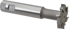 Made in USA - 2" Cut Diam, 3/8" Cut Width, 51/64" Neck Diam, 1" Shank Diam, 5-11/16" OAL, M42 Cobalt T-Slot Cutter - Uncoated, Staggered Teeth, 10 Teeth, Weldon Flat - Exact Tooling