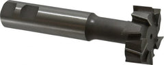 Made in USA - 2" Cut Diam, 3/4" Cut Width, 51/64" Neck Diam, 1" Shank Diam, 5-11/16" OAL, M42 Cobalt T-Slot Cutter - Uncoated, Staggered Teeth, 10 Teeth, Weldon Flat - Exact Tooling