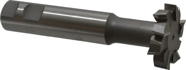 Made in USA - 2" Cut Diam, 1/2" Cut Width, 51/64" Neck Diam, 1" Shank Diam, 5-11/16" OAL, M2 High Speed Steel T-Slot Cutter - Uncoated, Staggered Teeth, 10 Teeth, Weldon Flat - Exact Tooling