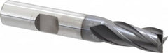 OSG - 11/32", 3/4" LOC, 3/8" Shank Diam, 2-1/2" OAL, 4 Flute, Vanadium High Speed Steel Square End Mill - Single End, TiCN Finish, Spiral Flute, 30° Helix, Centercutting, Right Hand Cut, Right Hand Flute, Series 574 - Exact Tooling