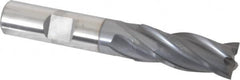 OSG - 17/32", 1-3/8" LOC, 1/2" Shank Diam, 3-3/8" OAL, 4 Flute, Vanadium High Speed Steel Square End Mill - Single End, TiCN Finish, Spiral Flute, 30° Helix, Centercutting, Right Hand Cut, Right Hand Flute, Series 574 - Exact Tooling