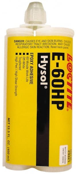 Loctite - 400 mL Cartridge Two Part Epoxy - 60 min Working Time, 4,340 psi Shear Strength, Series E-60HP - Exact Tooling
