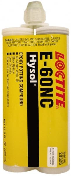 Loctite - 400 mL Cartridge Two Part Epoxy - 60 min Working Time, 3,110 psi Shear Strength, Series E-60NC - Exact Tooling