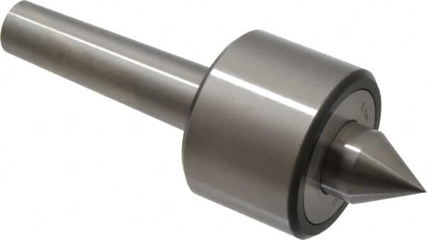Riten - MT3 Taper Shank, 2-3/8" Head Diam 4,480 Lb Capacity Live Center - 4,000 Max RPM, 1-3/4" Head Length, 1" Point Diam, 1-1/4" Point Len, 1,100 Lb Max Workpc, 6-7/16" OAL, 1-1/4" Long Tip, Standard Point - Exact Tooling