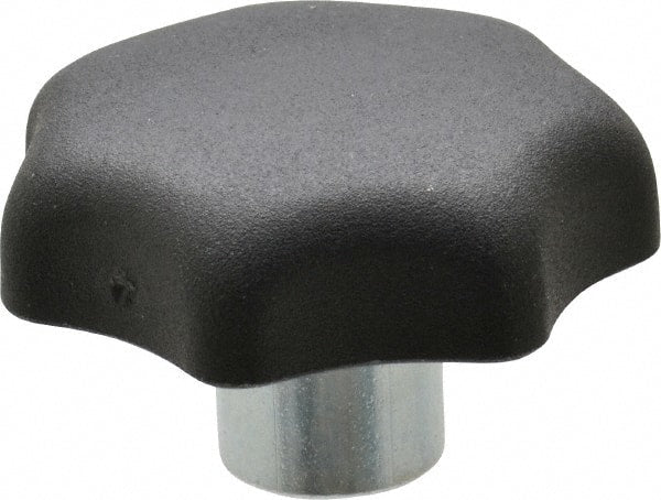 KIPP - 1.57" Head Diam, 7 Point Lobed Knob - 1/4-20 Hole, Thermoplastic, Black - Exact Tooling