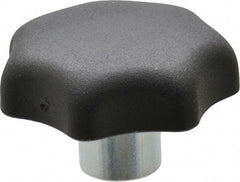 KIPP - 1.57" Head Diam, 7 Point Lobed Knob - 1/4-20 Hole, Thermoplastic, Black - Exact Tooling