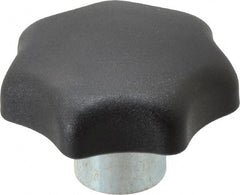 KIPP - 1.96" Head Diam, 7 Point Lobed Knob - 3/8-16 Hole, Thermoplastic, Black - Exact Tooling