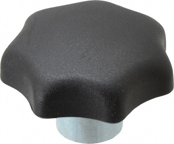 KIPP - 1.96" Head Diam, 7 Point Lobed Knob - 3/8" Hole, Thermoplastic, Black - Exact Tooling