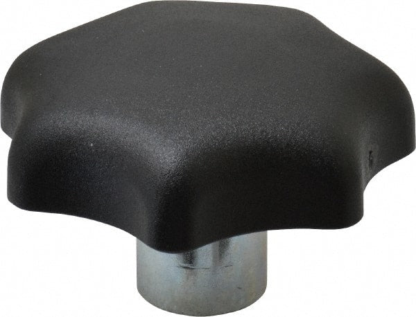 KIPP - 2.48" Head Diam, 7 Point Lobed Knob - 1/2-13 Hole, Thermoplastic, Black - Exact Tooling