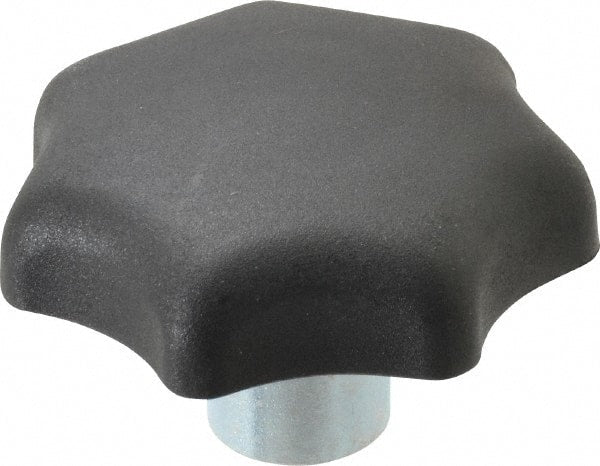 KIPP - 2.48" Head Diam, 7 Point Lobed Knob - 1/2" Hole, Thermoplastic, Black - Exact Tooling