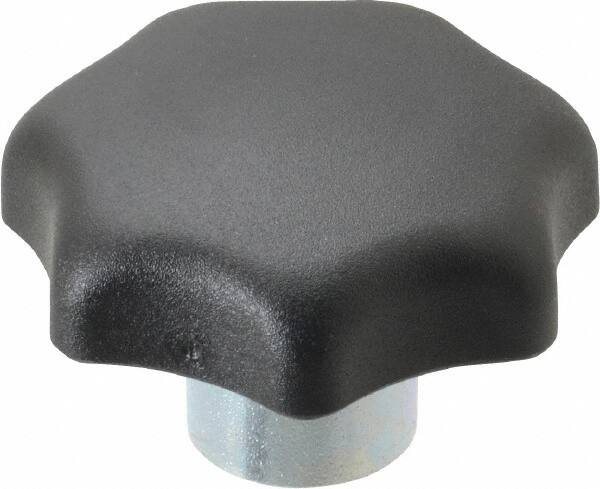 KIPP - 50mm Head Diam, 7 Point Lobed Knob - M10x1.5 Hole, Thermoplastic, Black - Exact Tooling