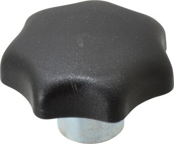 KIPP - 50mm Head Diam, 7 Point Lobed Knob - 10mm Hole, Thermoplastic, Black - Exact Tooling