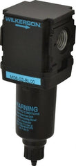 Wilkerson - 1/4" Port Coalescing Filter - Zinc Bowl, Manual Drain, 250 Max psi, 0.05 Micron Rating, 4.58" Long x 1.58" Wide - Exact Tooling