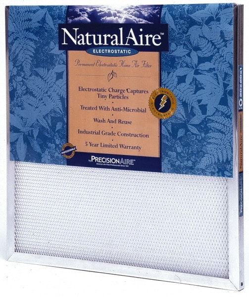 PrecisionAire - 16" Noml Height x 20" Noml Width x 2" Noml Depth, 50 to 60% Capture Efficiency, Wire-Backed Pleated Air Filter - MERV 10, Polyester/Polypropylene, Integrated Frame, For Any Unit - Exact Tooling