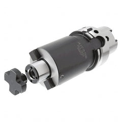 Iscar - HSK100A Taper Shank 27mm Pilot Diam Shell Mill Holder - 100mm Flange to Nose End Projection, 58mm Nose Diam, Through-Spindle Coolant - Exact Tooling