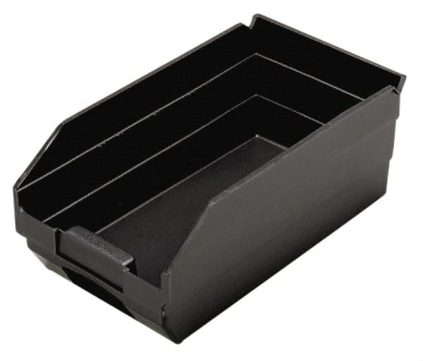 Quantum Storage - 11-5/8" Deep, Black Polypropylene Hopper Shelf Bin - 4" High x 6-5/8" Wide x 11-5/8" Long - Exact Tooling