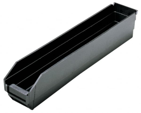 Quantum Storage - 23-5/8" Deep, Black Polypropylene Hopper Shelf Bin - 4" High x 4-1/8" Wide x 23-5/8" Long - Exact Tooling