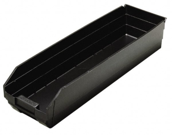 Quantum Storage - 23-5/8" Deep, Black Polypropylene Hopper Shelf Bin - 4" High x 6-5/8" Wide x 23-5/8" Long - Exact Tooling