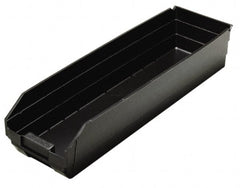 Quantum Storage - 23-5/8" Deep, Black Polypropylene Hopper Shelf Bin - 4" High x 6-5/8" Wide x 23-5/8" Long - Exact Tooling