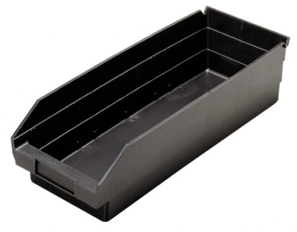 Quantum Storage - 23-5/8" Deep, Black Polypropylene Hopper Shelf Bin - 4" High x 8-3/8" Wide x 23-5/8" Long - Exact Tooling