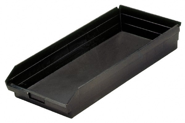 Quantum Storage - 23-5/8" Deep, Black Polypropylene Hopper Shelf Bin - 4" High x 11-1/8" Wide x 23-5/8" Long - Exact Tooling