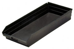 Quantum Storage - 23-5/8" Deep, Black Polypropylene Hopper Shelf Bin - 4" High x 11-1/8" Wide x 23-5/8" Long - Exact Tooling