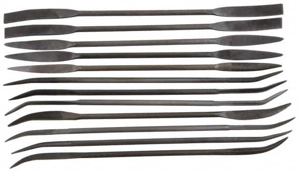 Value Collection - 12 Piece Swiss Pattern File Set - 6-3/4" Long, 0 Coarseness - Exact Tooling