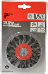 Value Collection - 3" OD, 1/4" Shank Diam, Knotted Steel Wheel Brush - 5/16" Face Width, 5/8" Trim Length, 0.008" Filament Diam, 20,000 RPM - Exact Tooling
