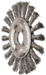 Value Collection - 5" OD, 7/8" Arbor Hole, Knotted Steel Wheel Brush - 1/2" Face Width, 1-1/8" Trim Length, 0.008" Filament Diam, 10,000 RPM - Exact Tooling
