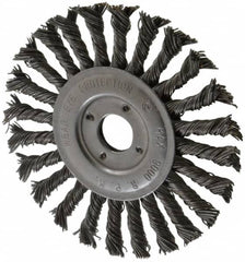 Value Collection - 6" OD, 7/8" Arbor Hole, Knotted Steel Wheel Brush - 1/2" Face Width, 1-1/2" Trim Length, 0.015" Filament Diam, 9,000 RPM - Exact Tooling