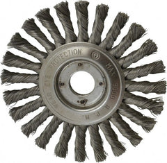 Value Collection - 6" OD, 7/8" Arbor Hole, Knotted Steel Wheel Brush - 1/2" Face Width, 1-1/2" Trim Length, 0.008" Filament Diam, 9,000 RPM - Exact Tooling