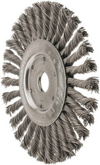 Value Collection - 7" OD, 7/8" Arbor Hole, Knotted Steel Wheel Brush - 1/2" Face Width, 1-11/16" Trim Length, 0.015" Filament Diam, 9,000 RPM - Exact Tooling