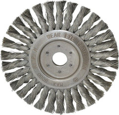 Value Collection - 7" OD, 7/8" Arbor Hole, Knotted Steel Wheel Brush - 1/2" Face Width, 1-11/16" Trim Length, 0.008" Filament Diam, 9,000 RPM - Exact Tooling