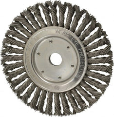 Value Collection - 8" OD, 7/8" Arbor Hole, Knotted Steel Wheel Brush - 1/2" Face Width, 1-11/16" Trim Length, 0.015" Filament Diam, 8,500 RPM - Exact Tooling
