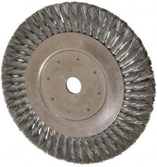 Value Collection - 10" OD, 1" Arbor Hole, Knotted Steel Wheel Brush - 5/8" Face Width, 1-11/16" Trim Length, 0.008" Filament Diam, 4,500 RPM - Exact Tooling