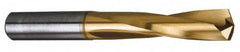 Atrax - 1/2" 135° Spiral Flute Solid Carbide Screw Machine Drill Bit - TiN Finish, Right Hand Cut, 2-1/4" Flute Length, 3-3/4" OAL, Split Point, Straight Shank - Exact Tooling