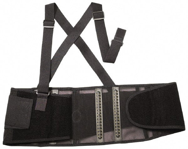 Ergodyne - Size M, Hook & Loop, Spandex Belt with Adjustable Shoulder Straps - 30 to 34" Waist, 8" Wide, Detachable Strap, Black - Exact Tooling