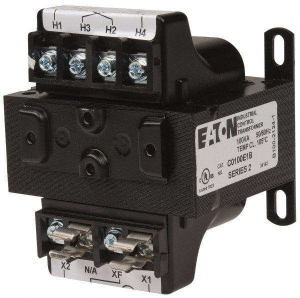 Eaton Cutler-Hammer - 1 Phase, 0.1 kVA, Control Transformer - 2 Input, 1 Output Winding, 50/60 Hz, 3-3/8 Inch Deep x 2-7/8 Inch High, 131°F Temp Rise - Exact Tooling