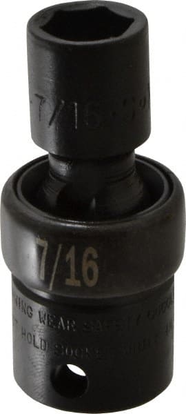 SK - 3/8" Drive 7/16" Standard Universal Impact Socket - 6 Points, 2-1/8" OAL - Exact Tooling